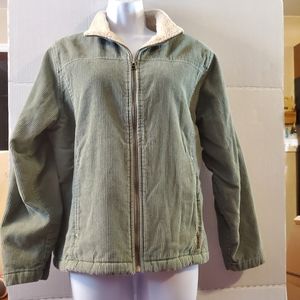 WOOLRICH jacket long sleeve w snaps med slash pockets fleece lined inner green